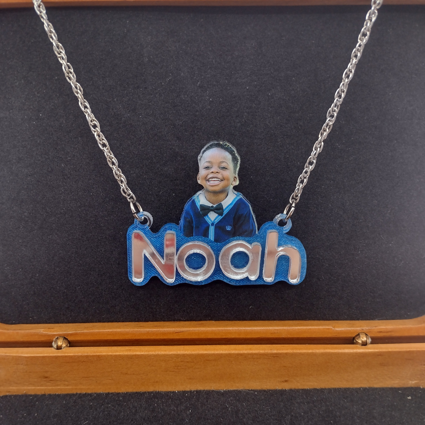 Custom Picture Photo Printed on Premium Clear Acrylic Necklace Pendant Personalized Free Laser Cut Name With Quality Choice Chain