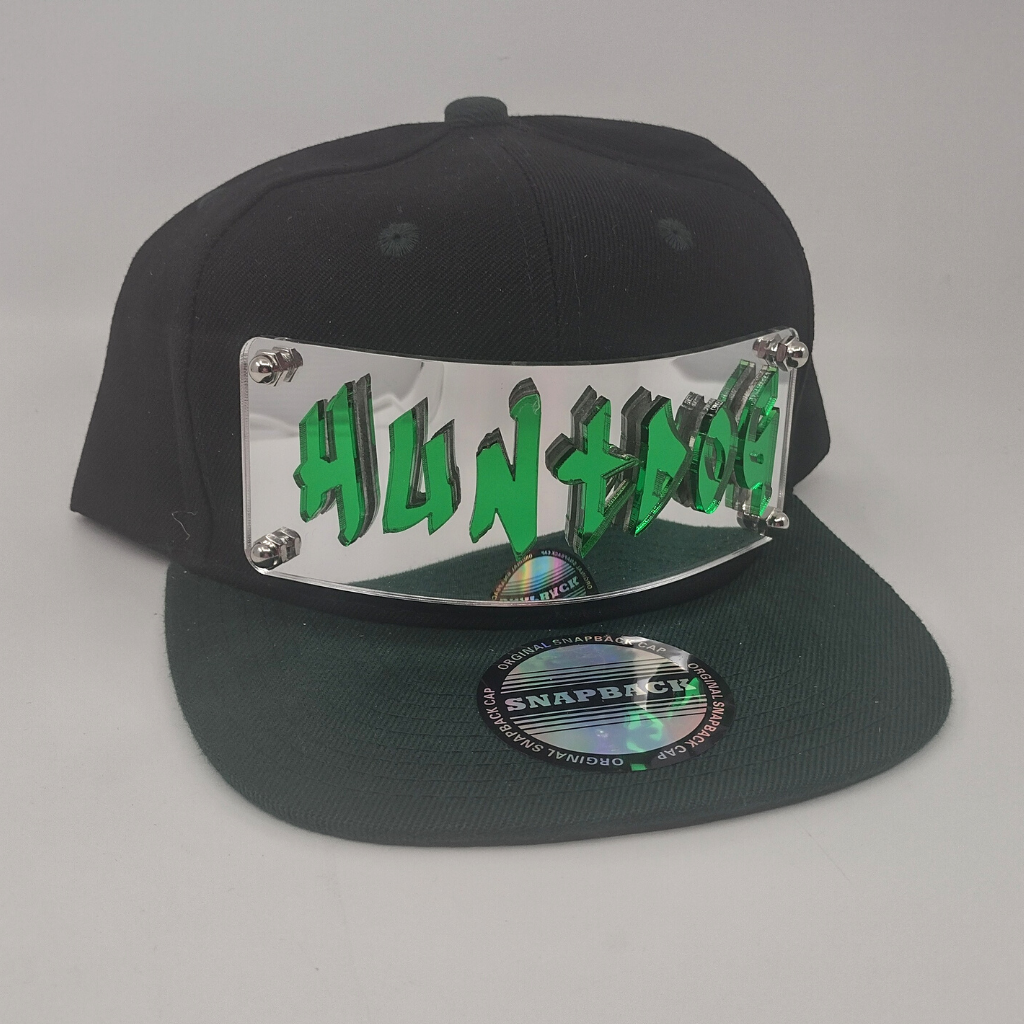 Black Custom Snapback Hat, Laser Cut Letters, Made to Order, Exclusive Creation