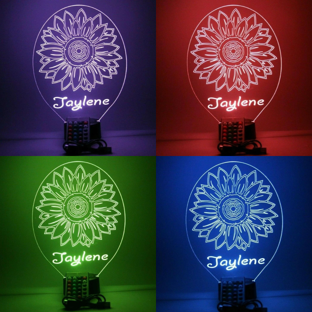 Sunflower LED Tabletop Night Light Up Lamp, 16 Color options with Remote