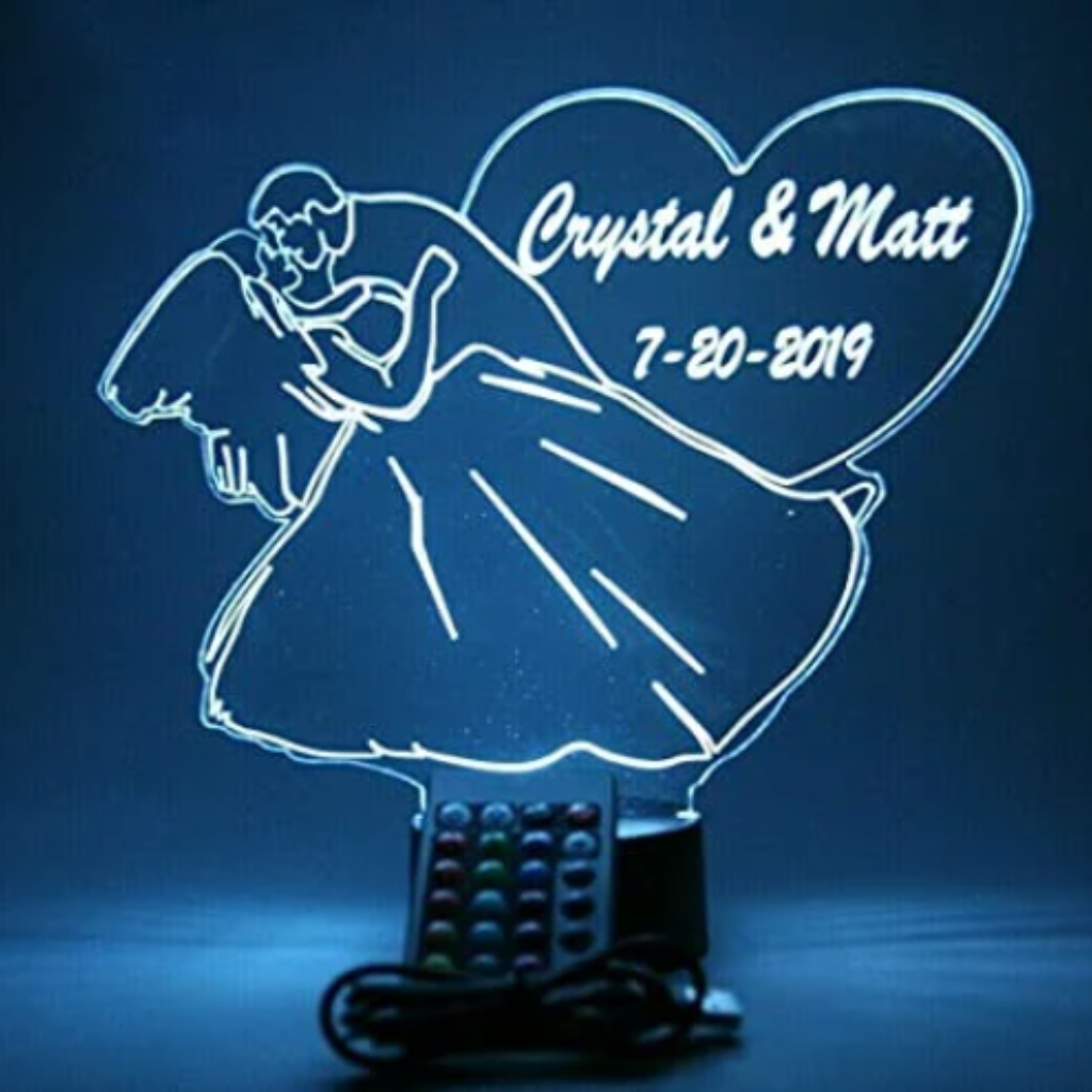 Wedding Couple LED Tabletop Night Light Up Lamp, 16 Color options with Remote