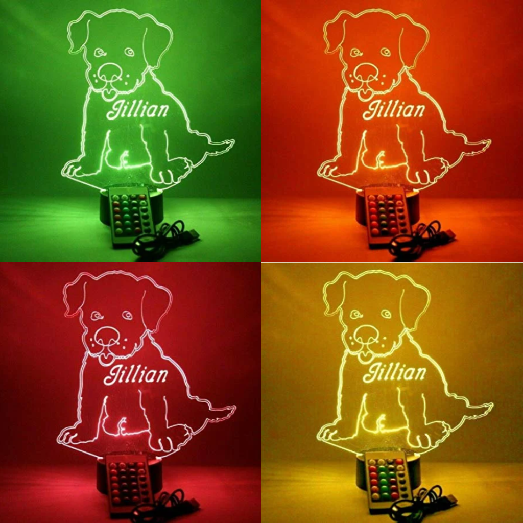 Cute Puppy Dog LED Tabletop Night Light Up Lamp, 16 Color options with Remote