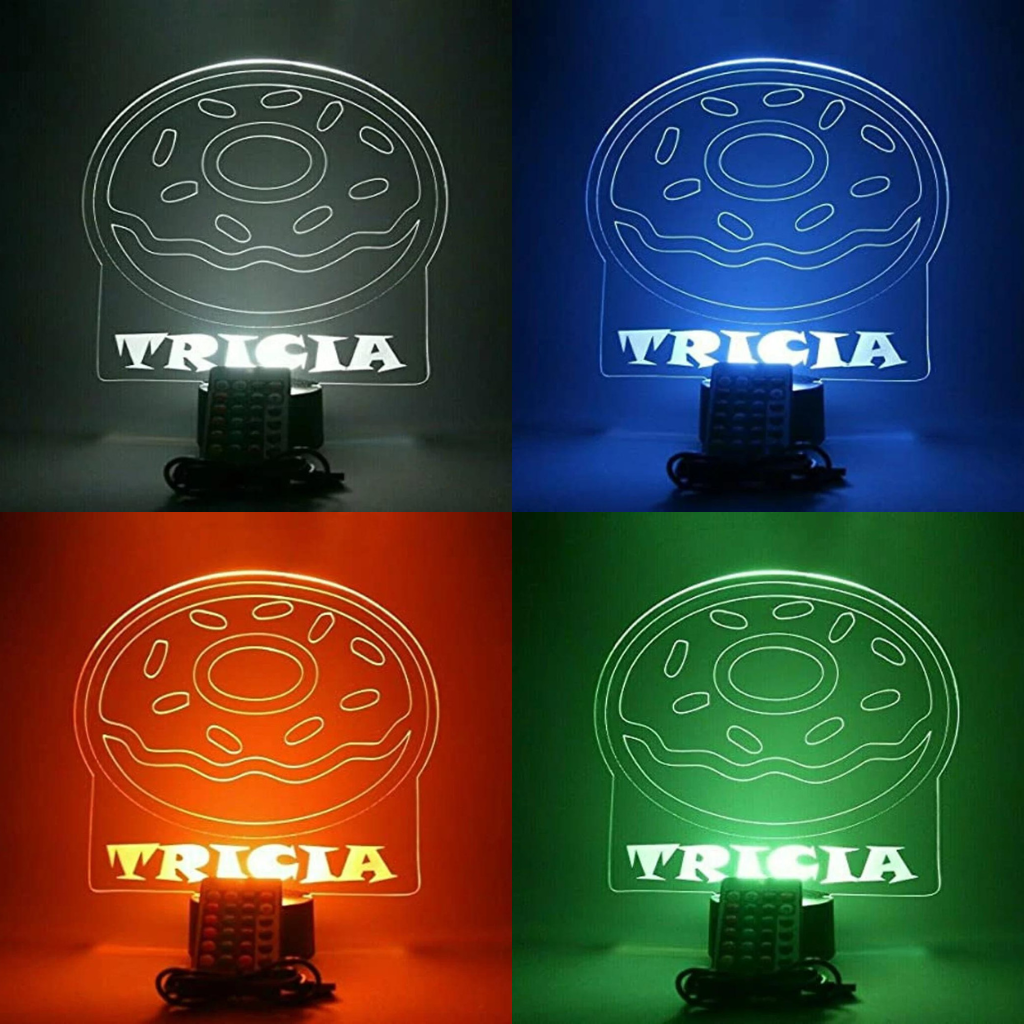 Donut LED Tabletop Night Light Up Lamp, 16 Color options with Remote
