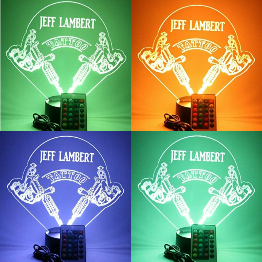 Tattoo Artist Ink Studio LED Tabletop Nightlight Up Lamp, 16 Color Changing Options with Remote