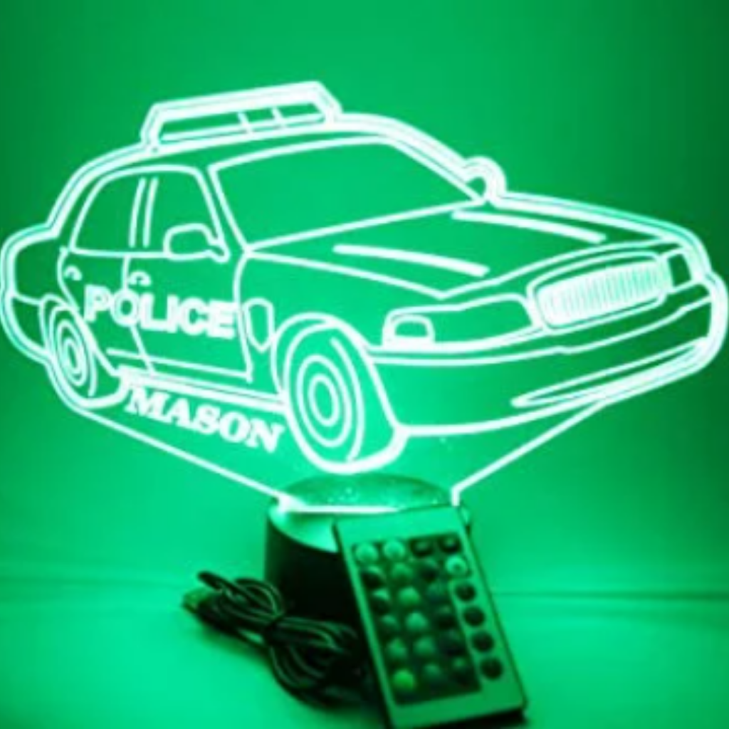 Police Car LED Tabletop Night Light Up Lamp, 16 Color options with Remote