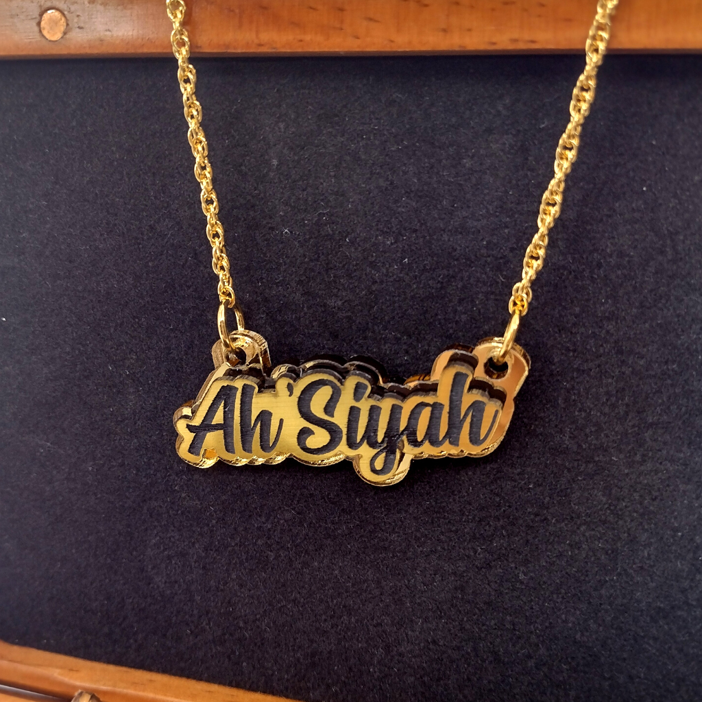 Custom Gold Hoop Earrings and a Name Necklace, Personalized Name, Hand-made Jewelry Set