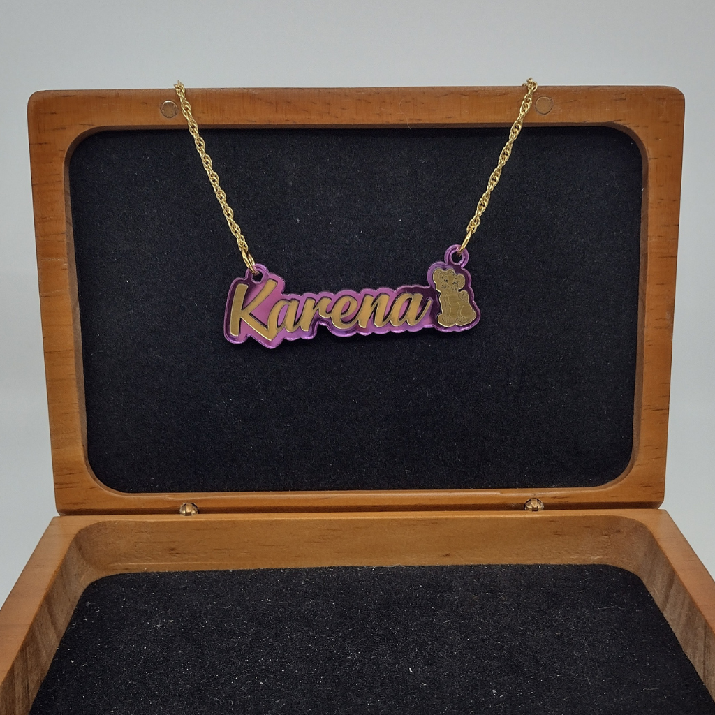 Custom Lioness Character Name Necklace, Personalized Name and Background