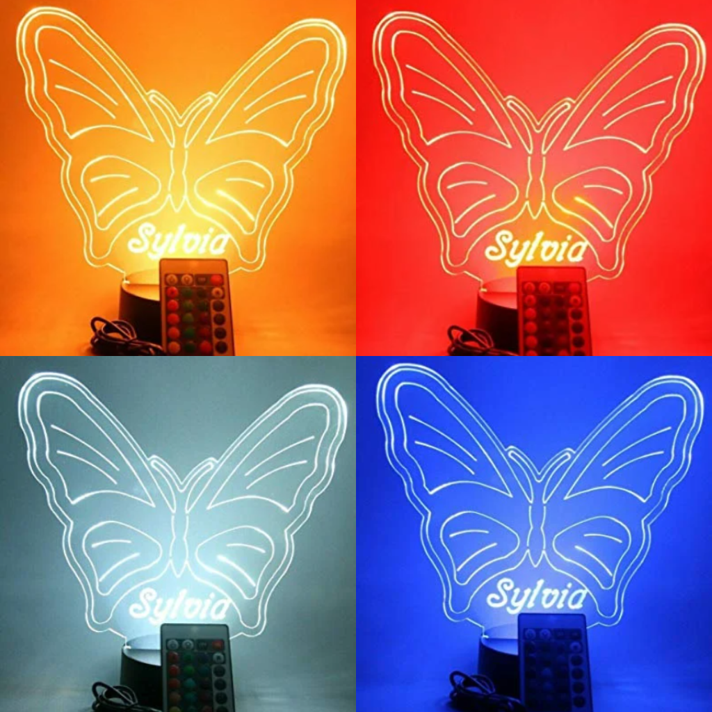 Butterfly LED Tabletop Night Light Up Lamp, 16 Color options with Remote