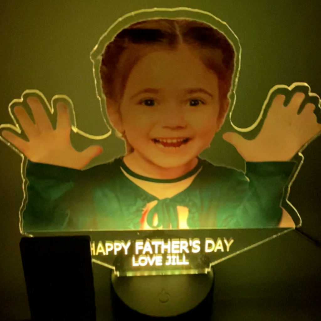 Custom Photo LED Night Light Table Lamp, 16 Color options with Remote