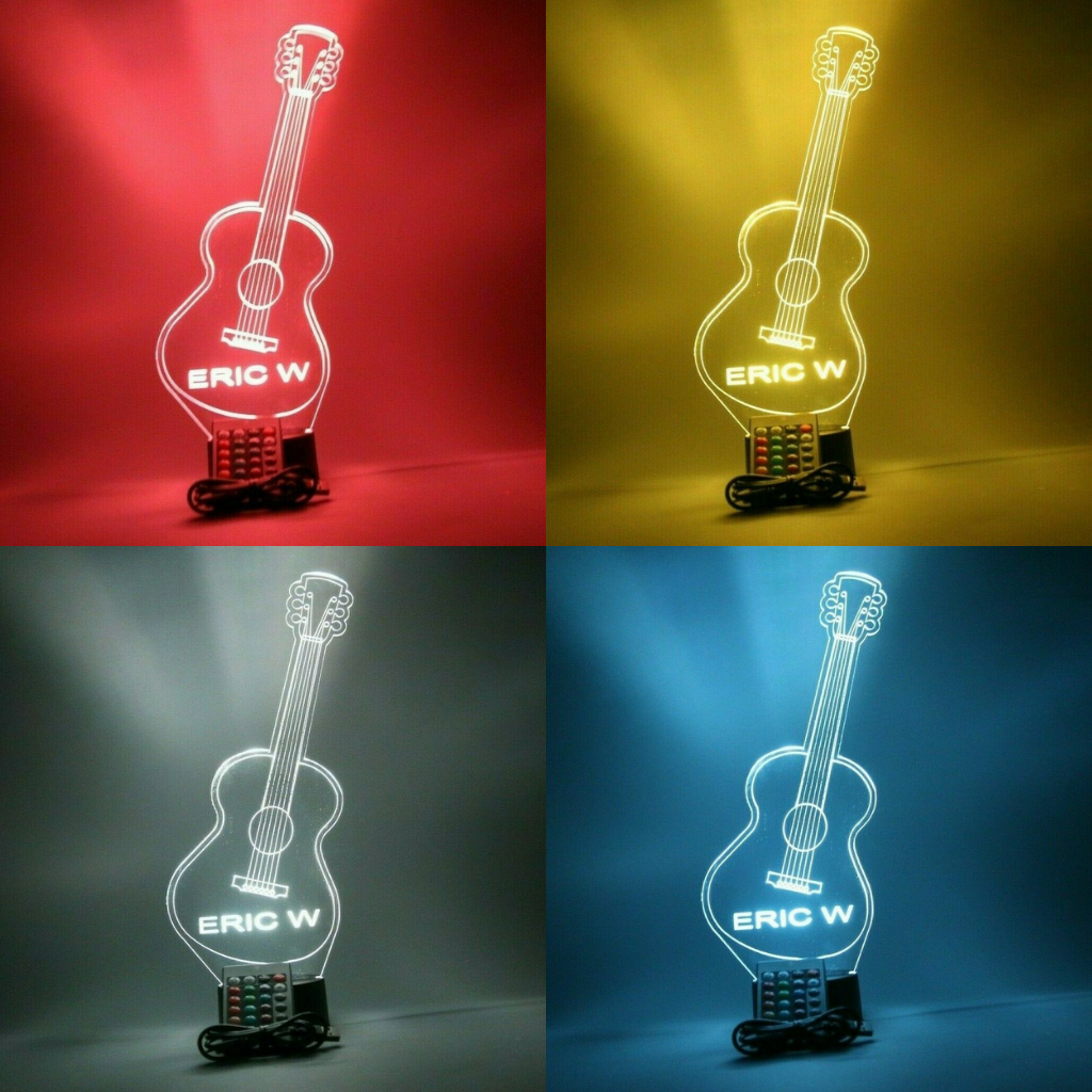 Guitar LED Tabletop Night Light Up Lamp, 16 Color options with Remote