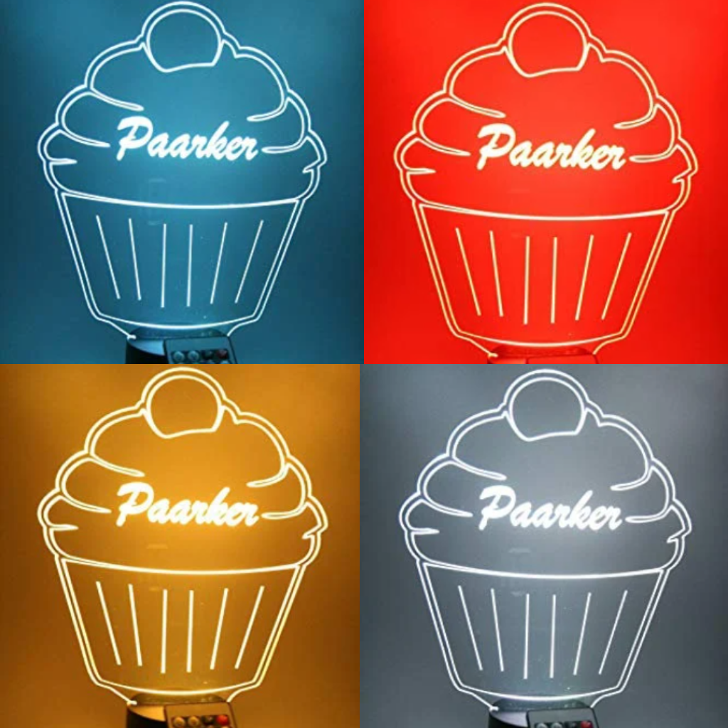 Bakery Cupcake LED Tabletop Night Light Up Lamp, 16 Color options with Remote