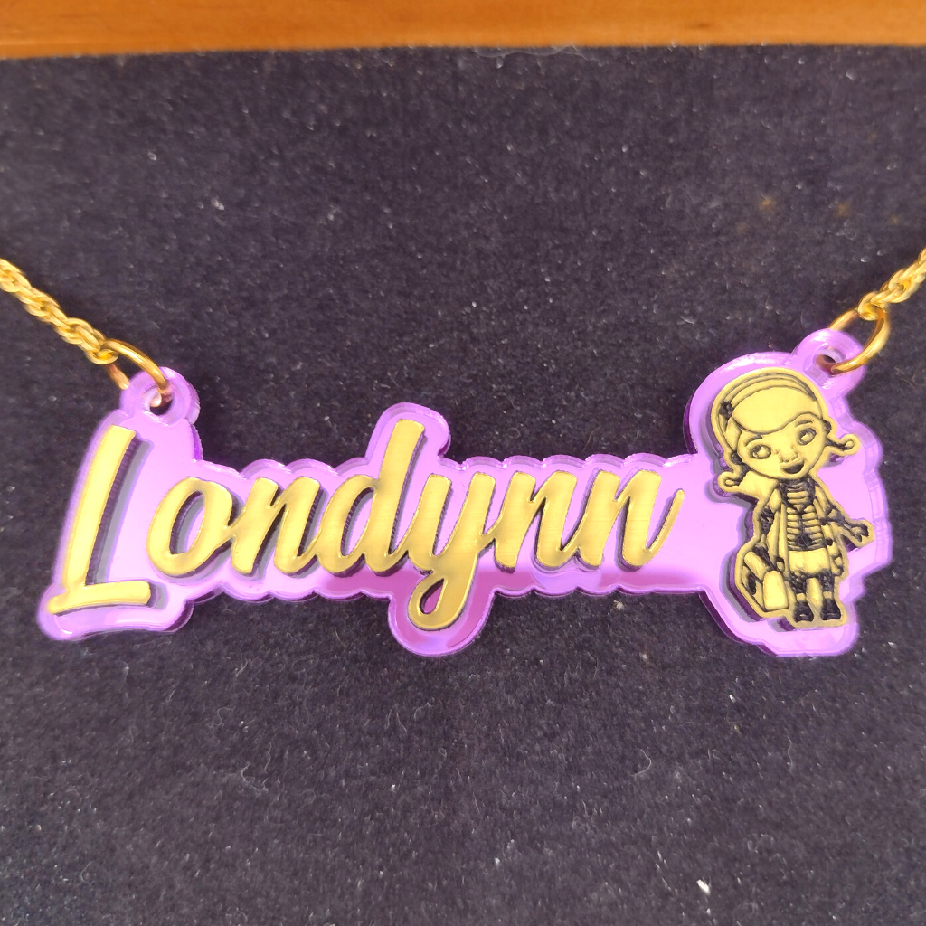 Custom Kid Doctor Character Personalized Necklace and Studs Jewelry Set