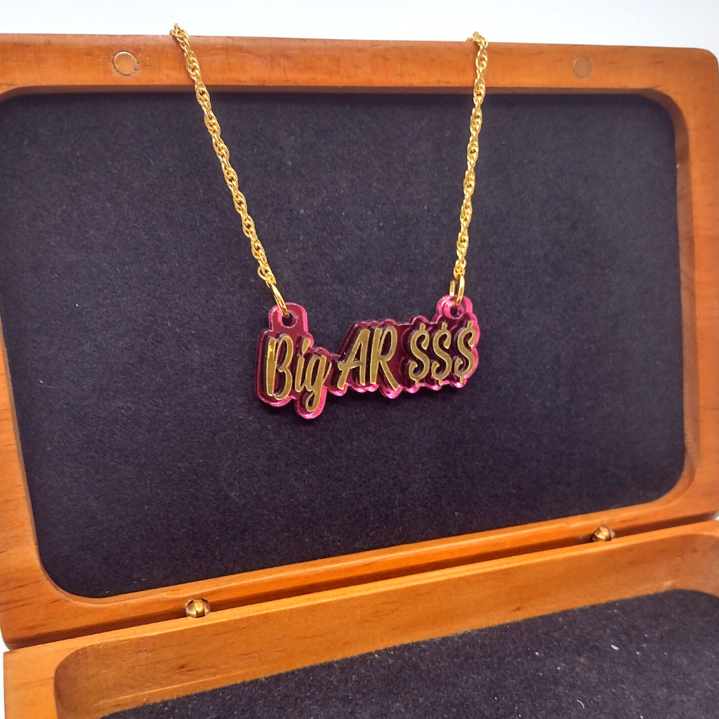 Custom Gold Bamboo Hoop Earrings and a Name Necklace, Personalized Name and Background Color, Hand-made Jewelry Set