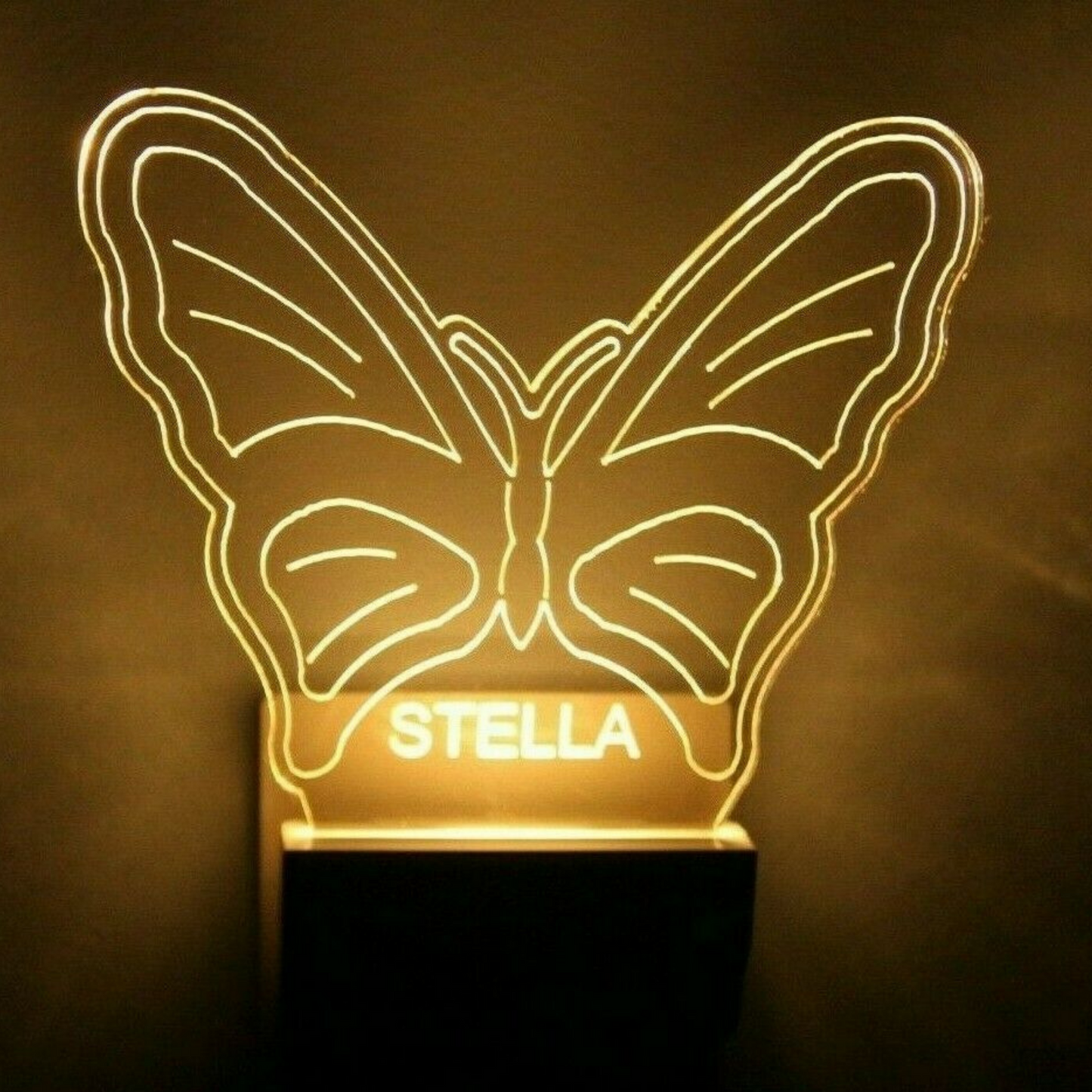 Butterfly Night Light Multi Color Personalized LED Wall Plug-in, Cool-Touch Smart Dusk to Dawn Sensor, Bedroom Hallway Bathroom