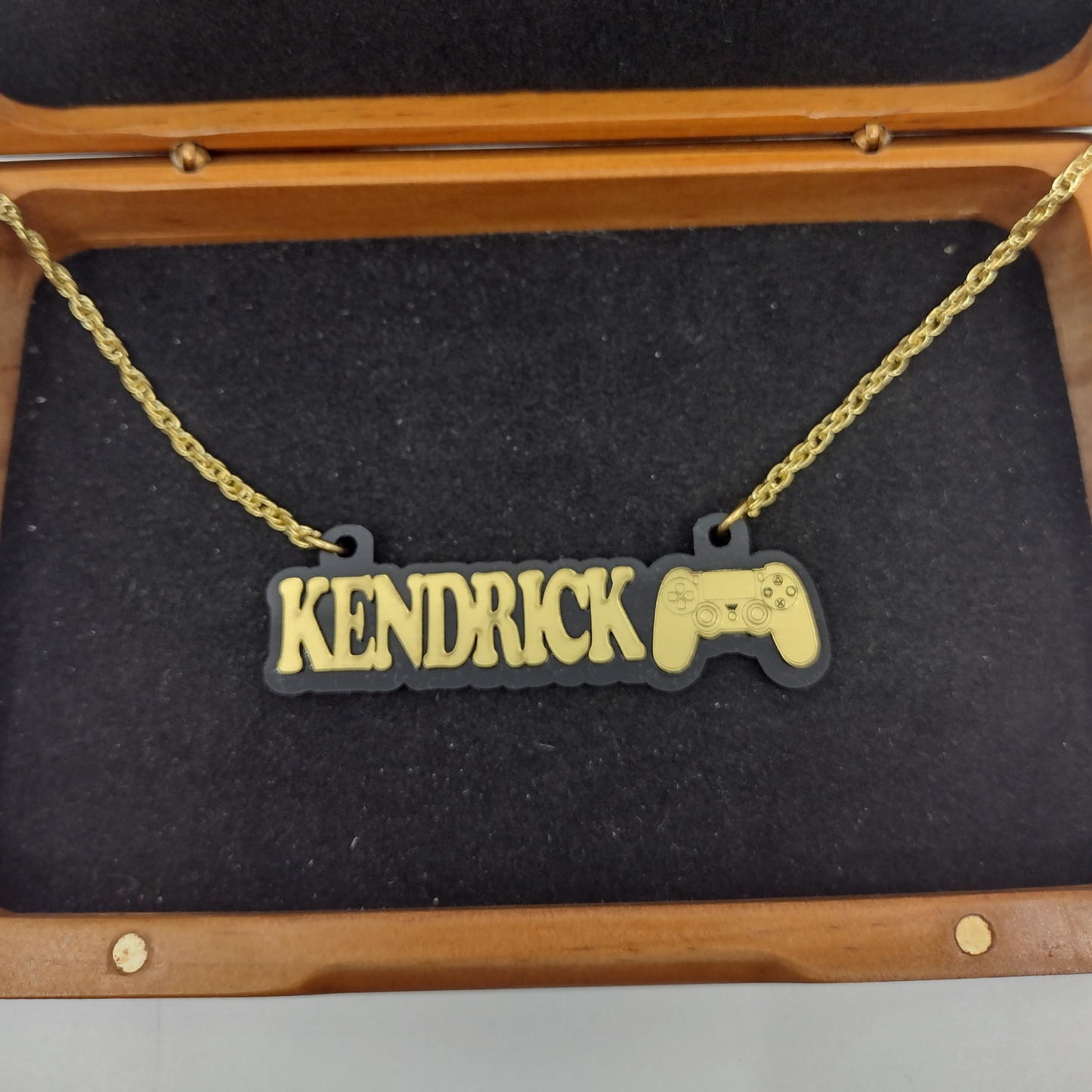 Custom Video Game Controller Name Necklace, Personalized Name and Background Color