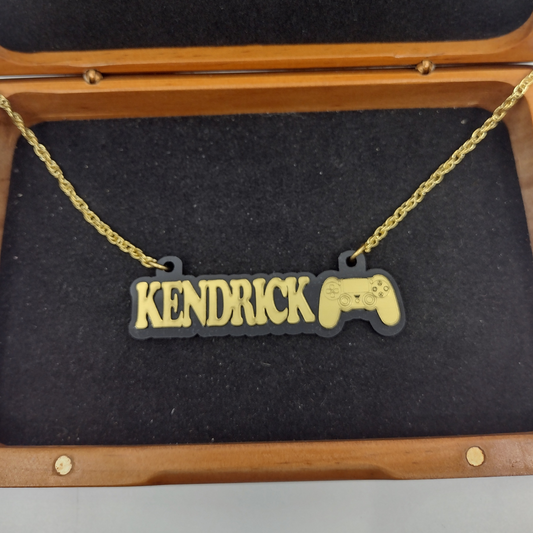 Custom Video Game Controller Name Necklace, Personalized Name and Background Color