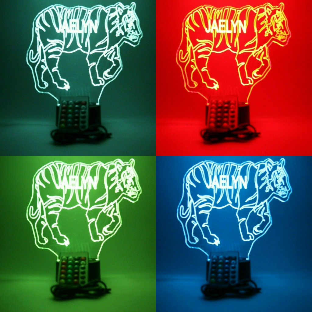 Tiger LED Tabletop Night Light Up Lamp, 16 Color options with Remote