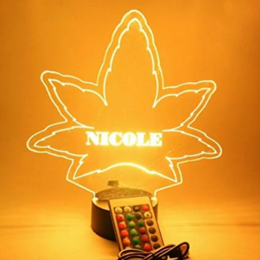 Marijuana Leaf LED Tabletop Night Light Up Lamp, 16 Color options with Remote
