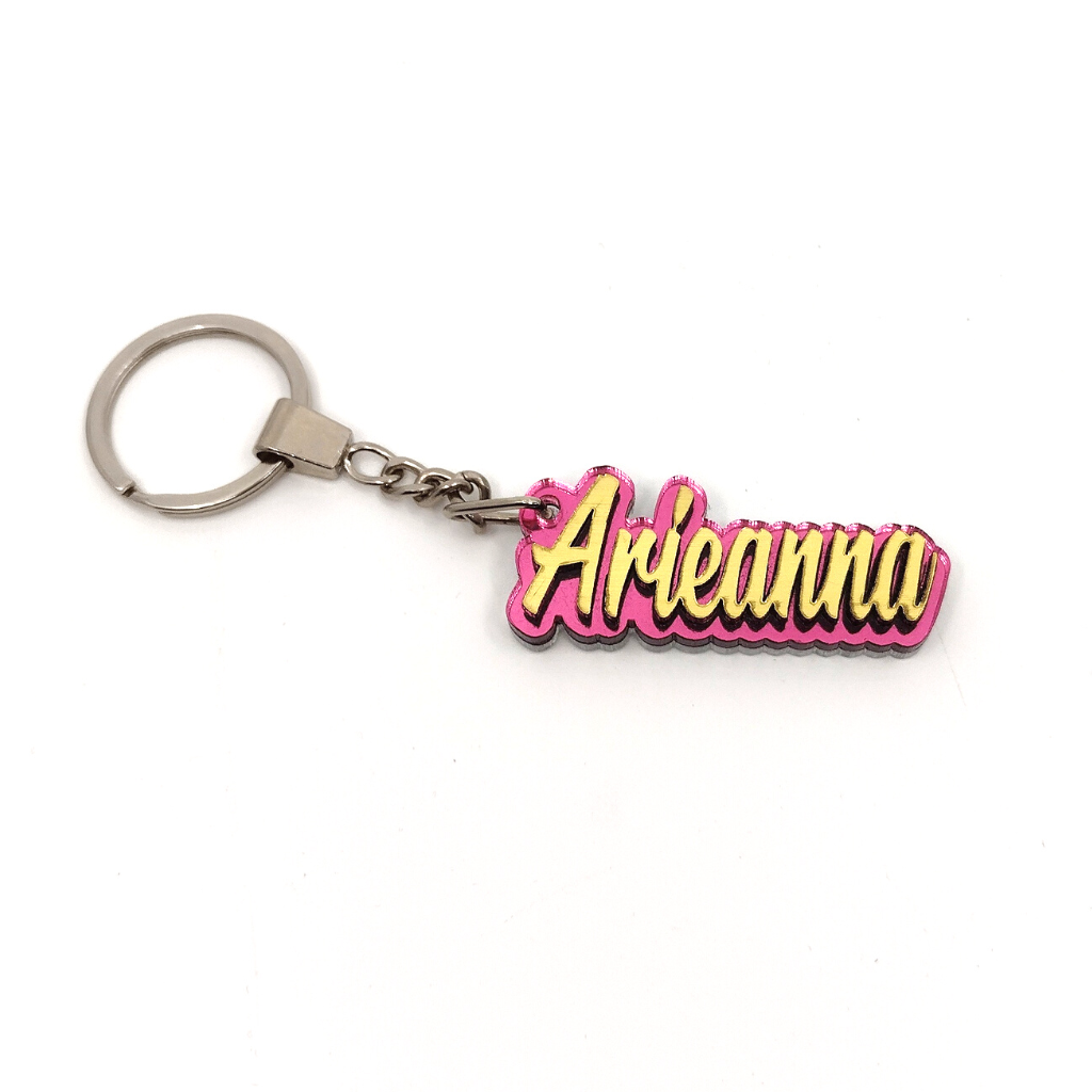 Custom Gold Name and Background Color Keychain