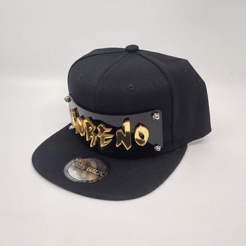 Black Custom Snapback Hat, Laser Cut Letters, Made to Order, Exclusive Creation