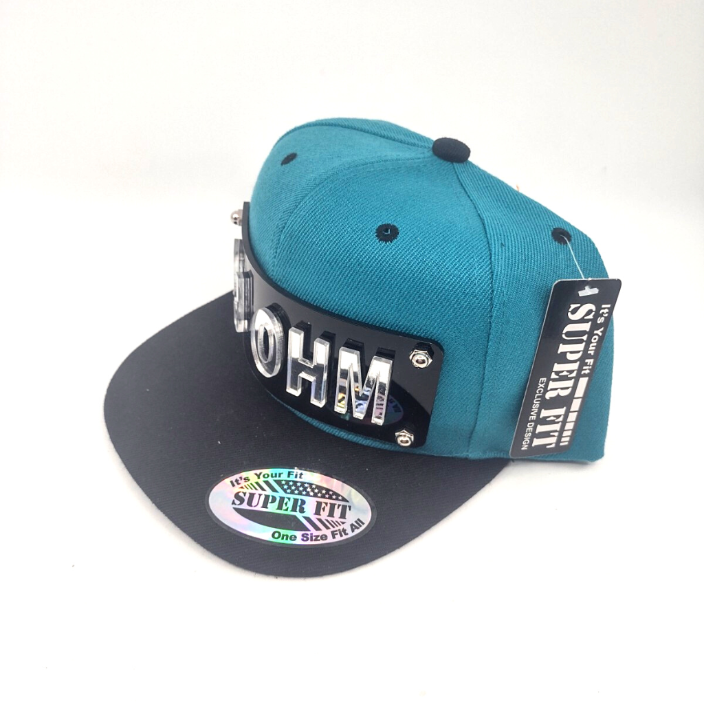 Teal and Black Custom Snapback Hat, Laser Cut Letters, Made to Order, Exclusive Creation