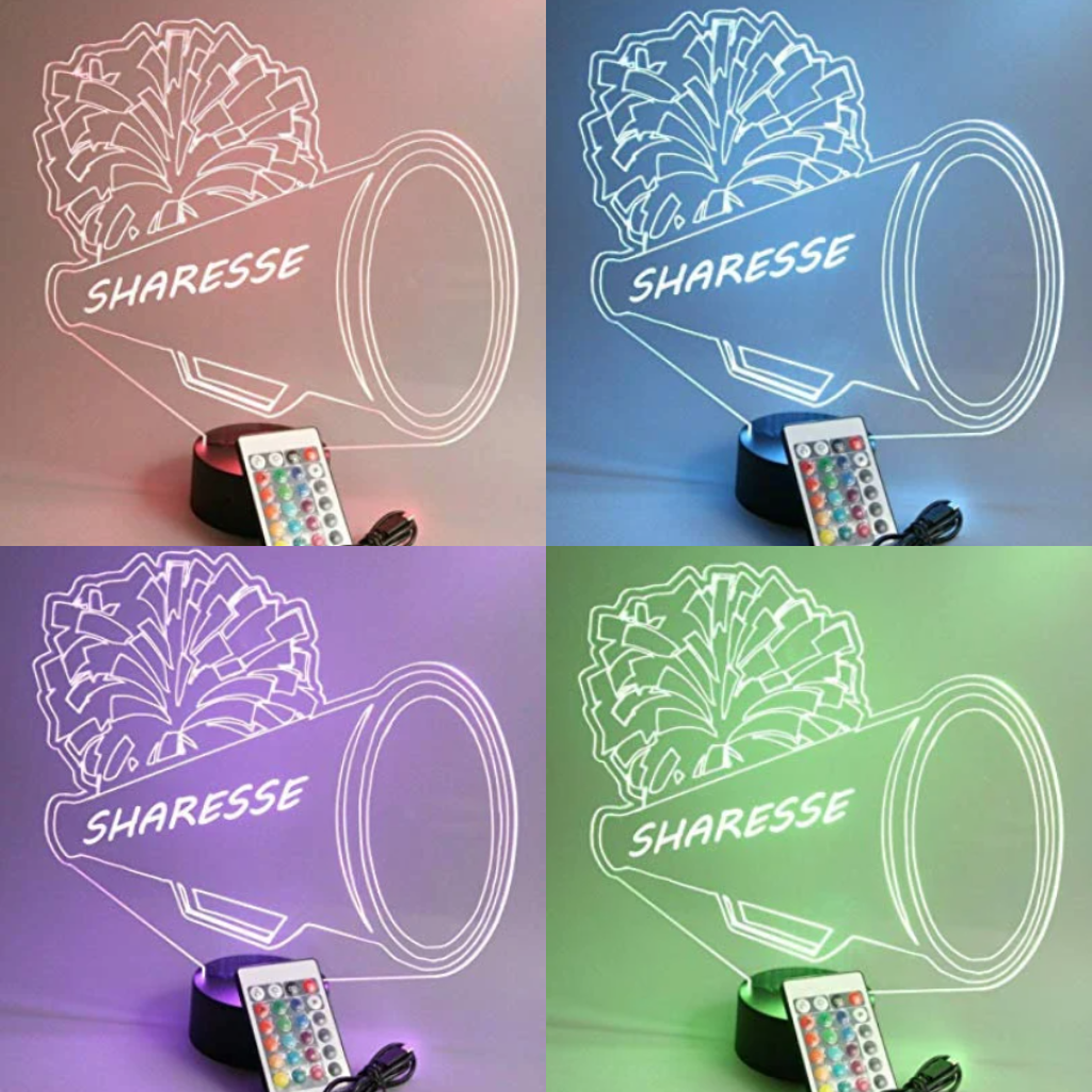 Cheerleader Megaphone LED Tabletop Night Light Up Lamp, 16 Color options with Remote