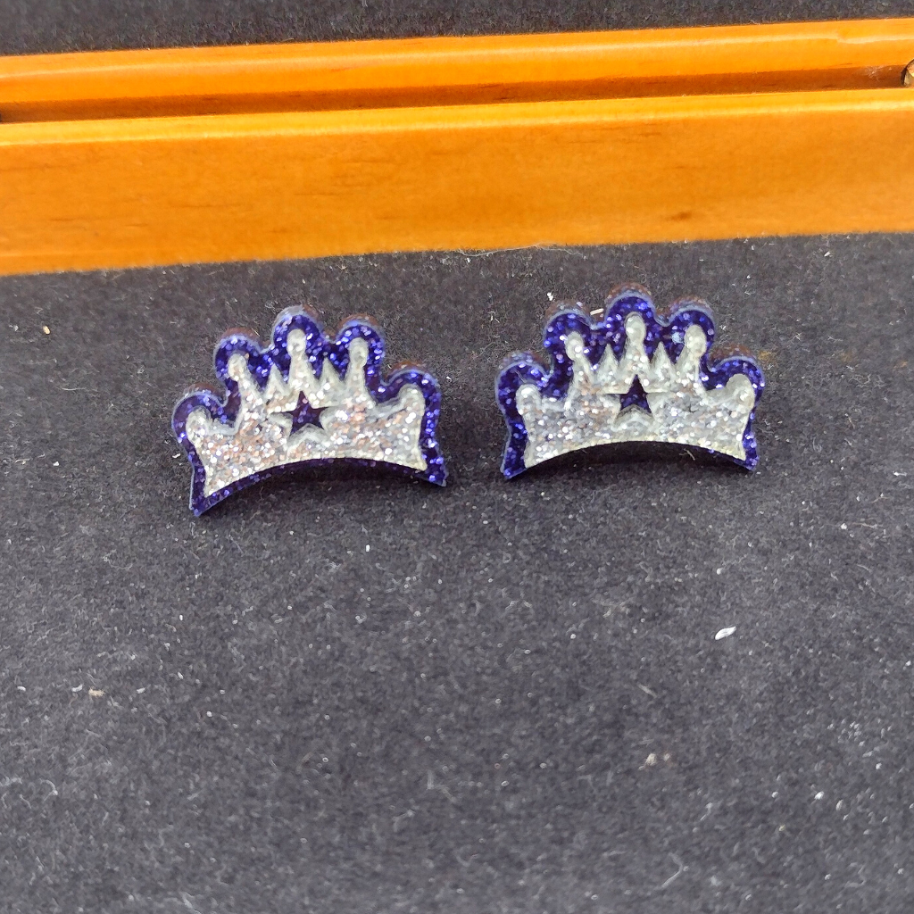 Custom Crown Personalized Necklace and Studs Jewelry Set