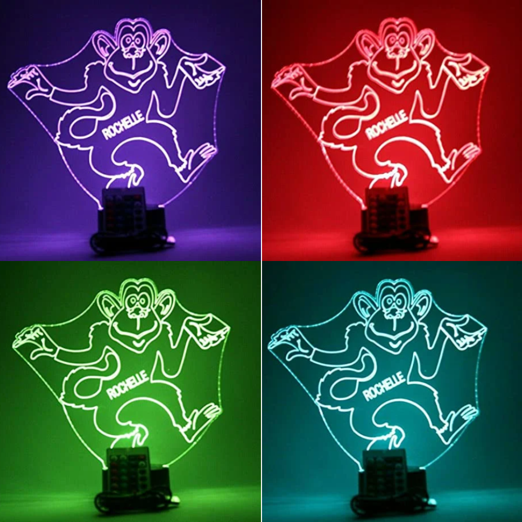Cute Dancing Monkey LED Tabletop Night Light Up Lamp, 16 Color options with Remote
