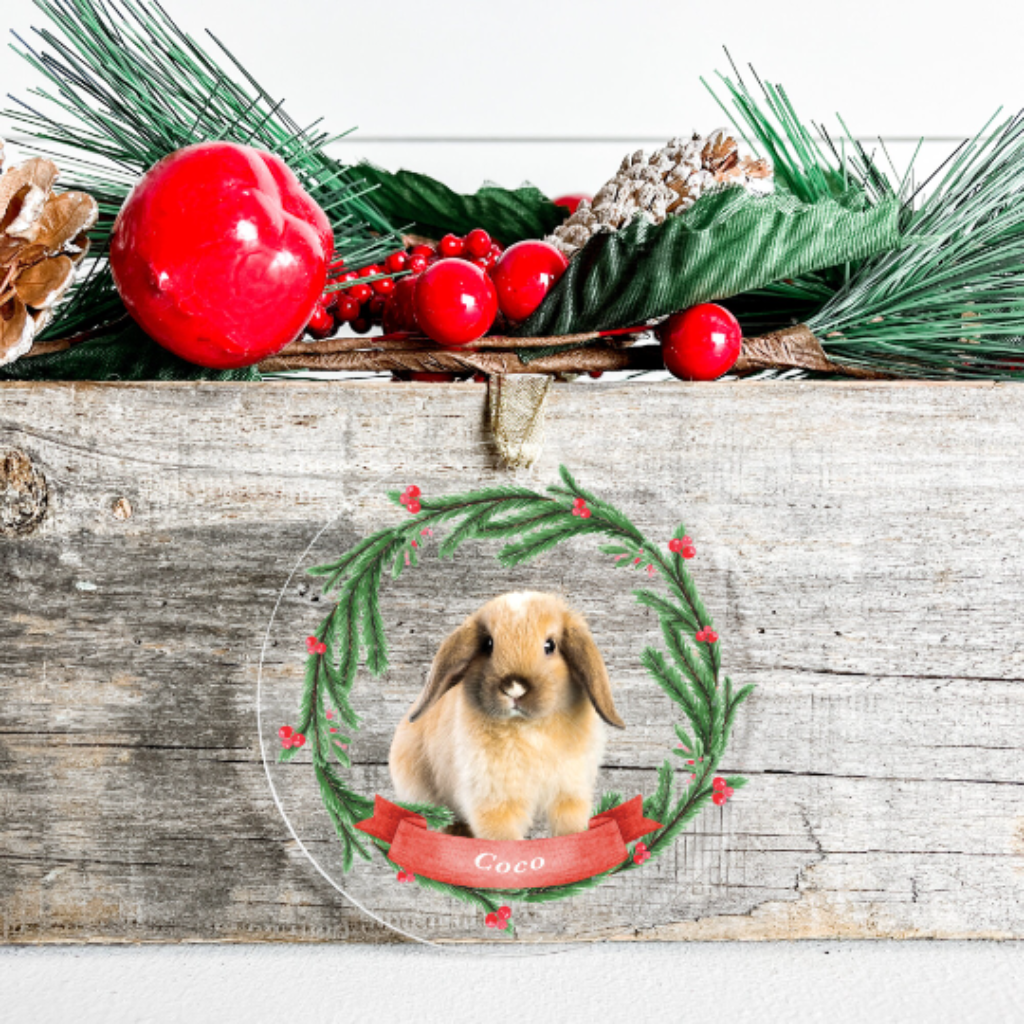 Custom Pet Photo Ornament with Personalized Engraved Name