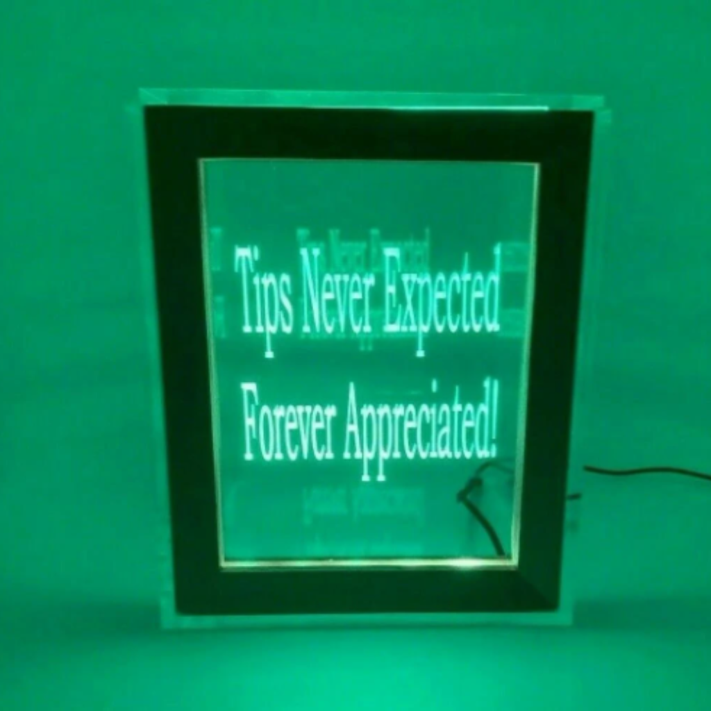 Tip Box Raffle Fund Raiser Donation Jar Fantastically Unique Eye Catching Personalized Engraved LED 16 Colors Changing 7"W x 8.5"H Container