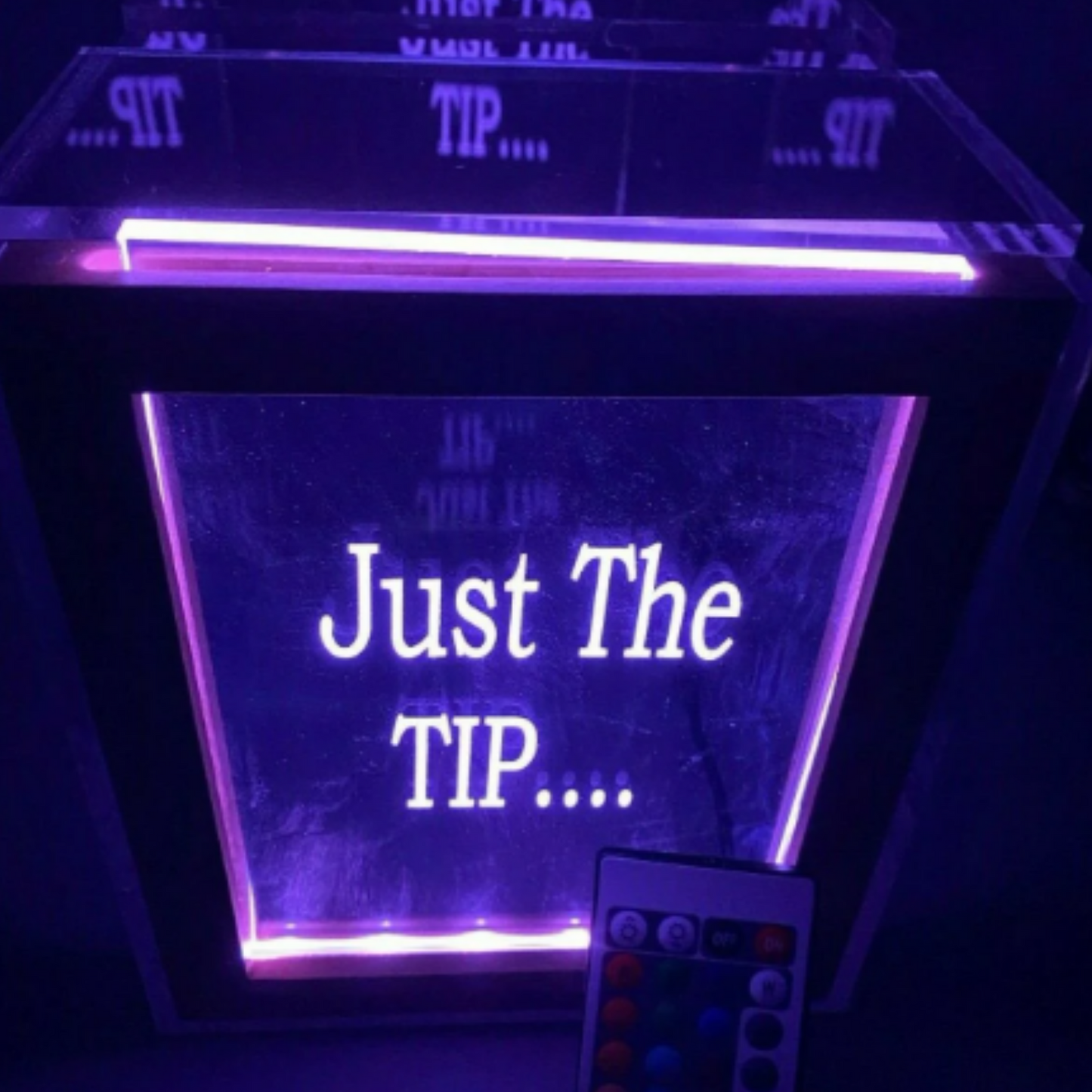 Fantastically Unique Eye Catching Tip Box Raffle Fund Raiser Donation Jar Personalized Engraved LED 16 Colors Changing 7"W x 8.5"H Container