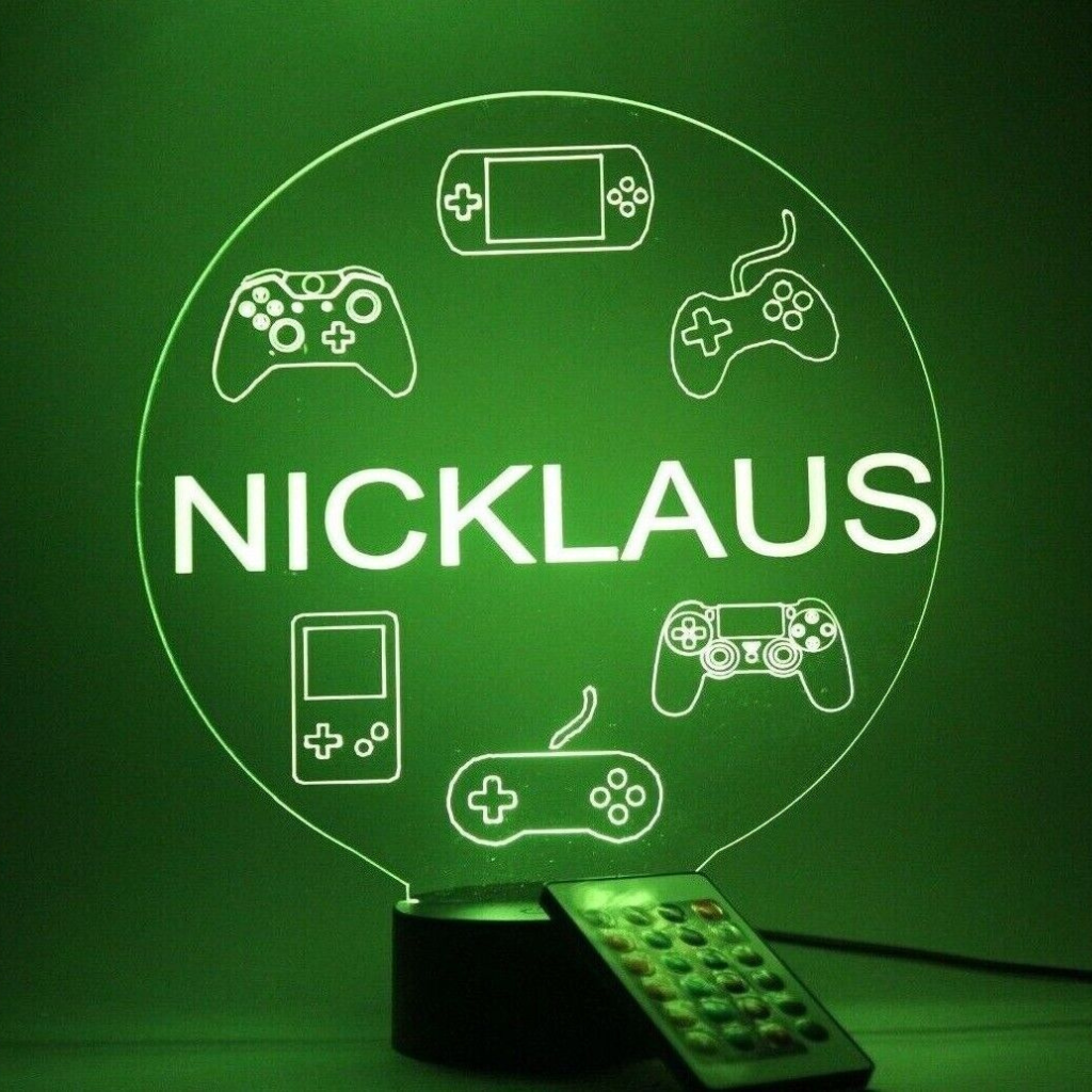 Video Game Controllers and Consoles LED Tabletop Night Light Up Lamp, 16 Color options with Remote