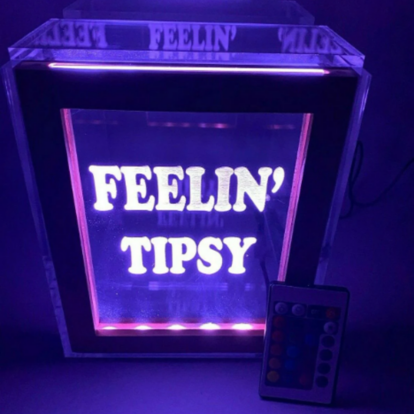 Tip Box Raffle Fund Raiser Donation Jar Fantastically Unique Eye Catching Personalized Engraved LED 16 Colors Changing 7"W x 8.5"H Container
