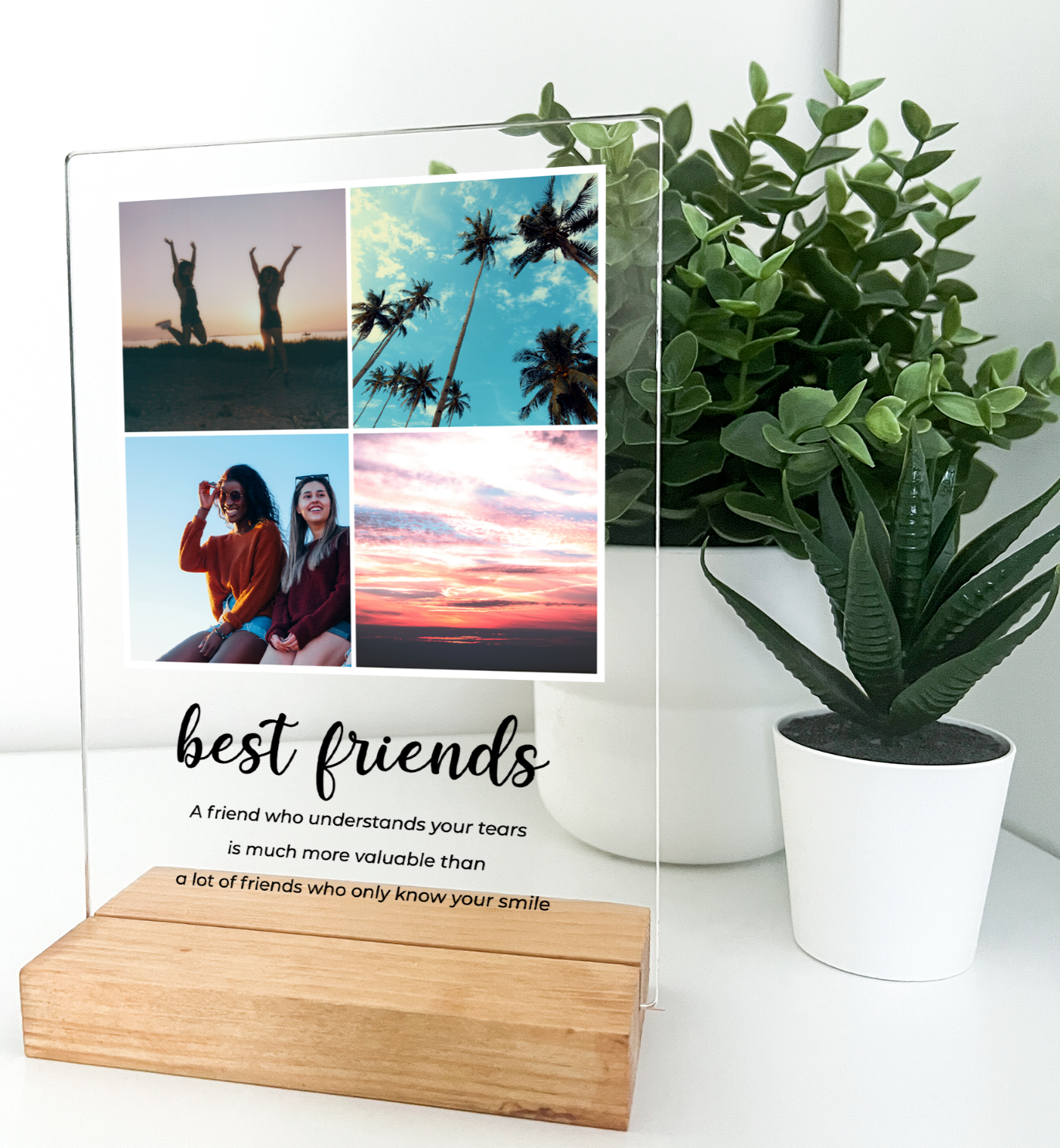Personalized 4 Images Custom Collage Picture Frame, Acrylic Photo Plaque, Mother