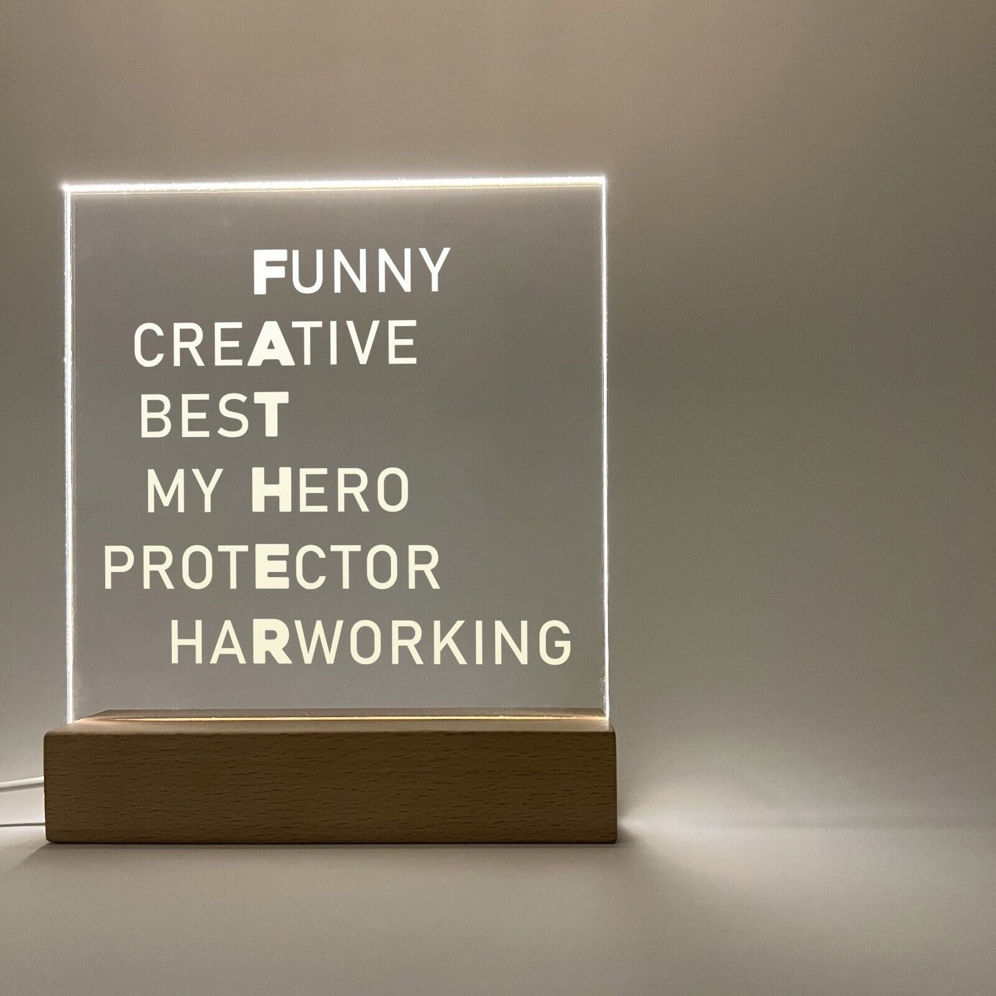 Personalized LED Light Up Wood Stand Best Dad Daddy Fathers Day Poem Gift