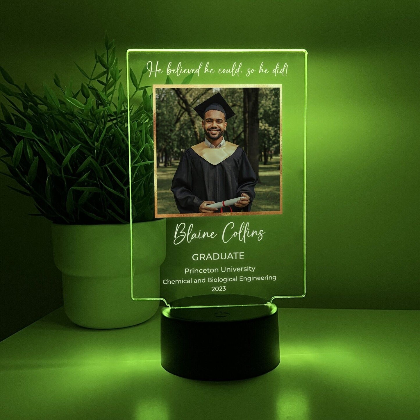 Custom Photo Graduation LED Light Up Lamp High School College Graduate Gift