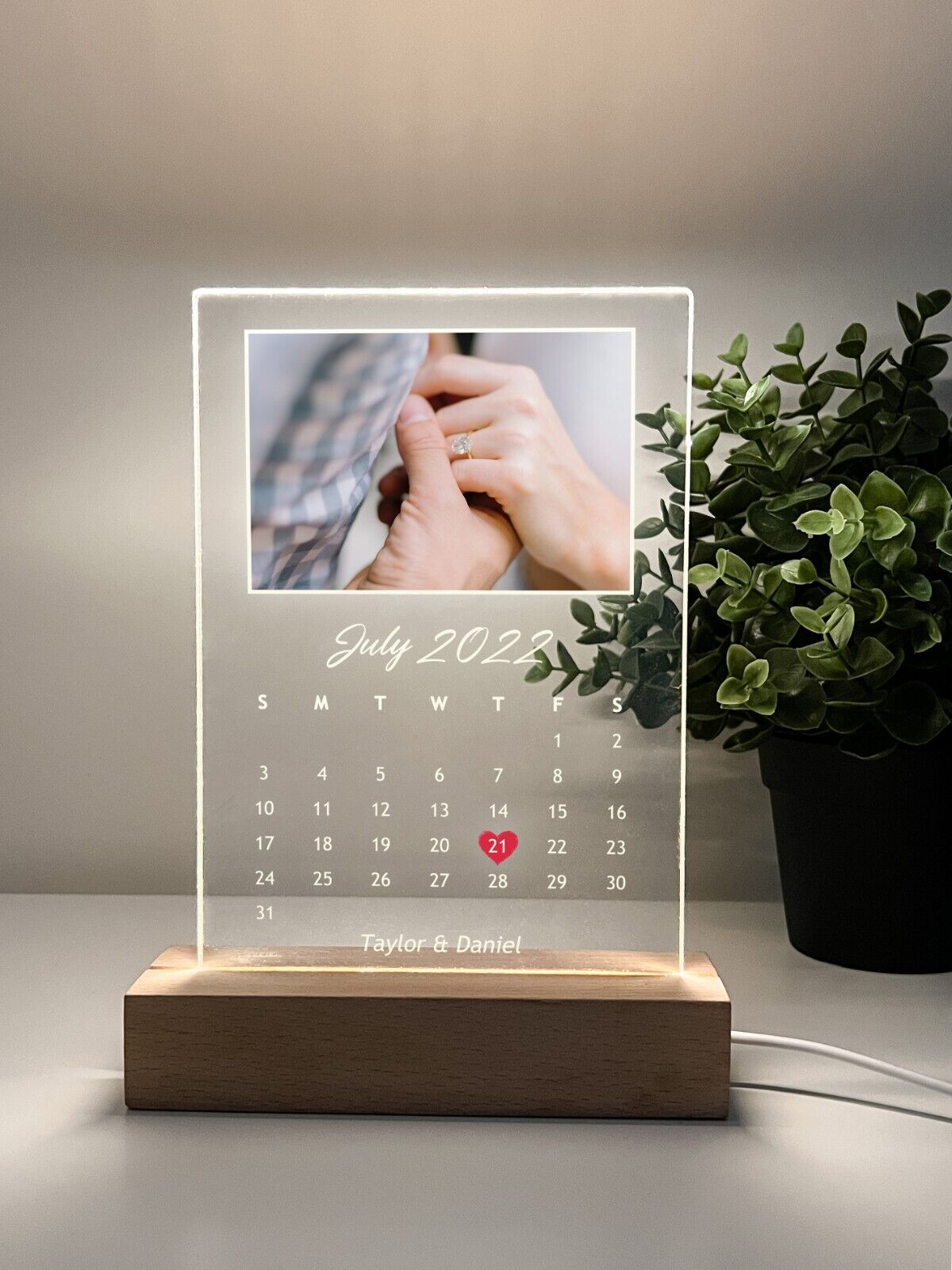 Personalized LED Light Up Calendar Couple Anniversary Wedding Holiday Gift