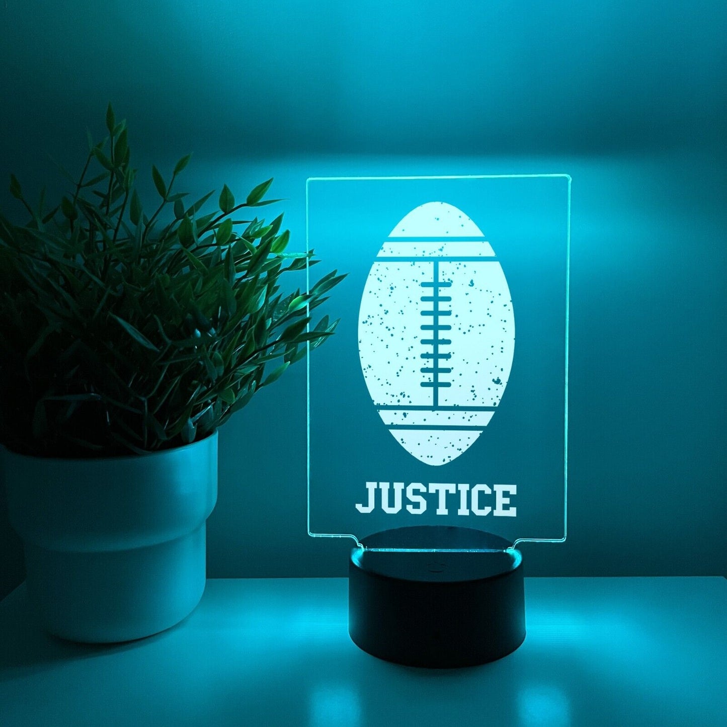 Personalized RGB Light Up Desk Lamp Stand Sports Soccer Baseball Hockey Football
