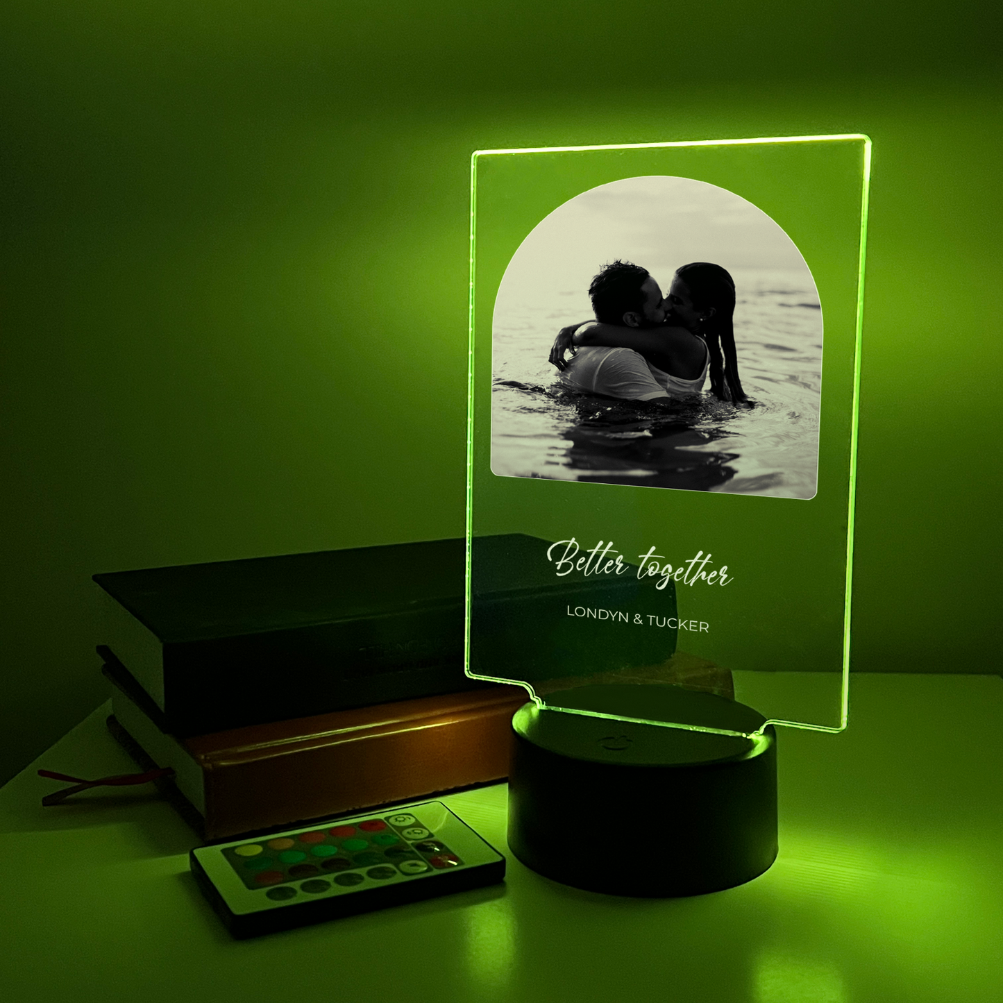 Personalized Arch Style Photo LED 16 Colors Night Light Up Lamp With Black Base