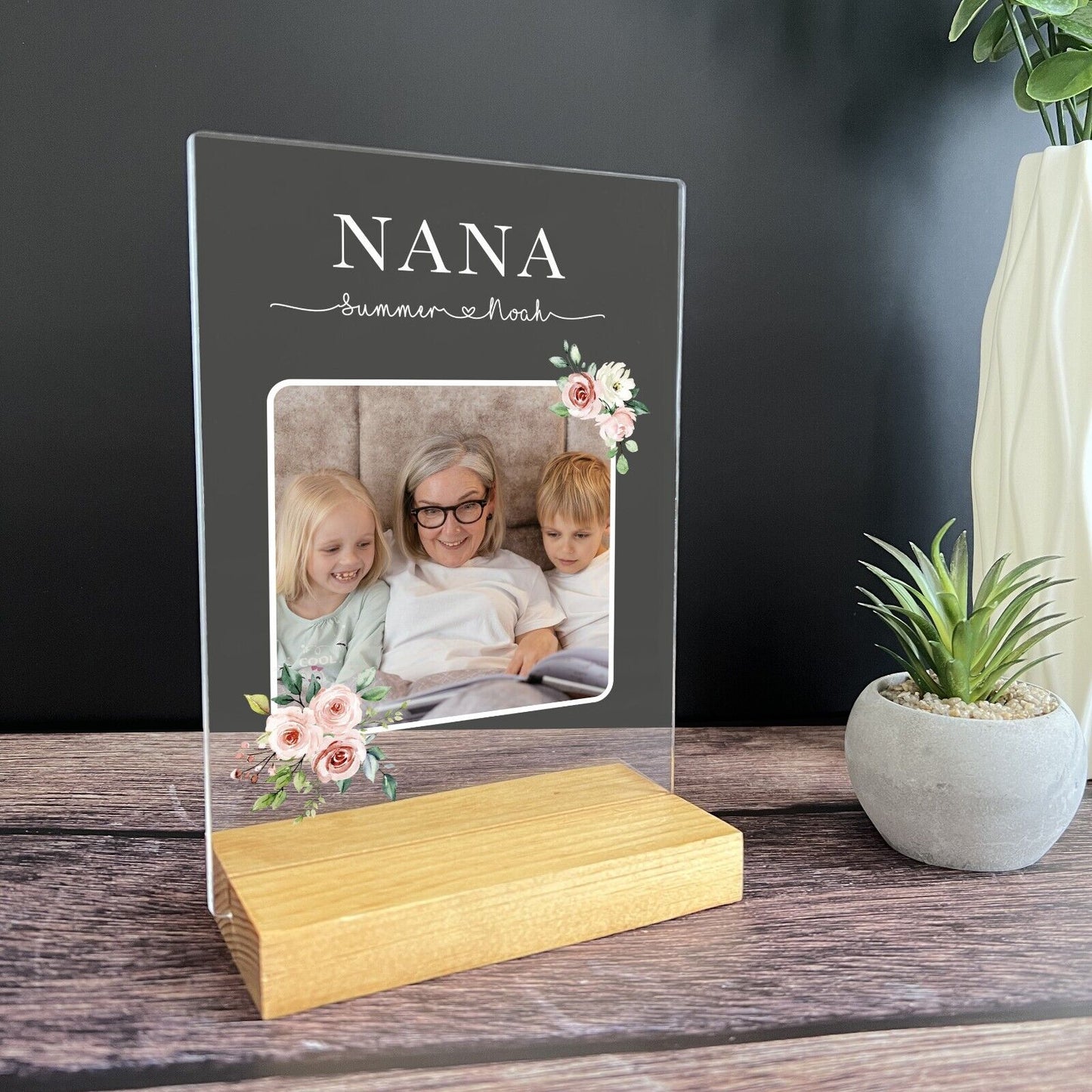 Personalized Wooden Plaque Flowers Grandma Nana Granny Mother's Day Gift