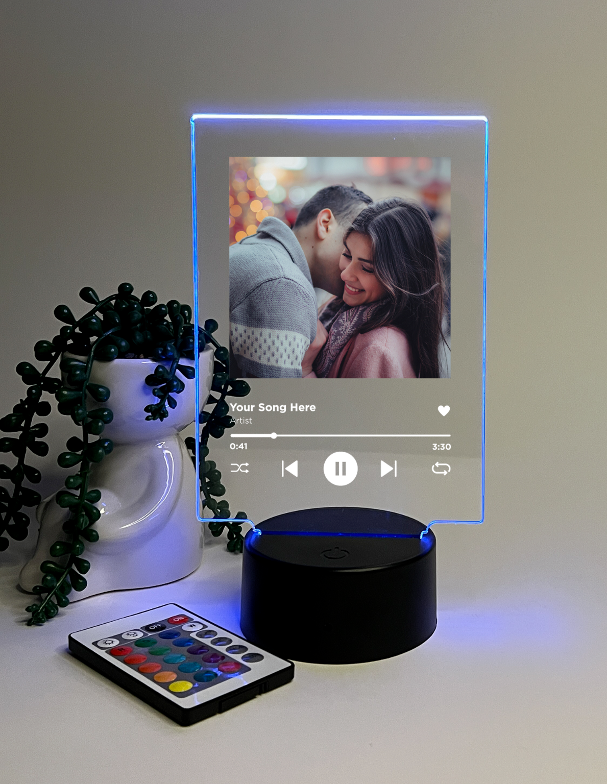 Personalized Photo Song Frame Lyrics Music Album LED Night Light Up & 16 Colors!