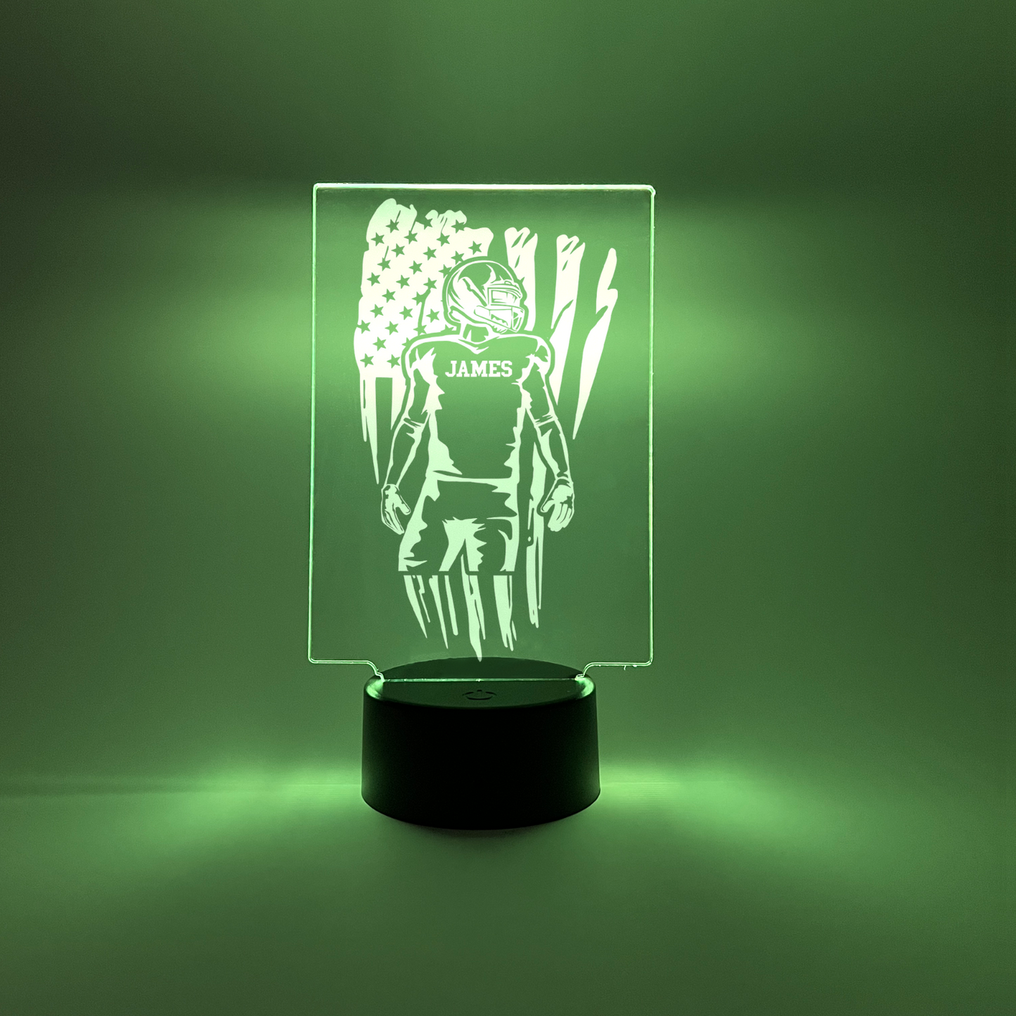 Personalized RGB Light Up Desk Lamp Stand Football Athlete Warner Gift