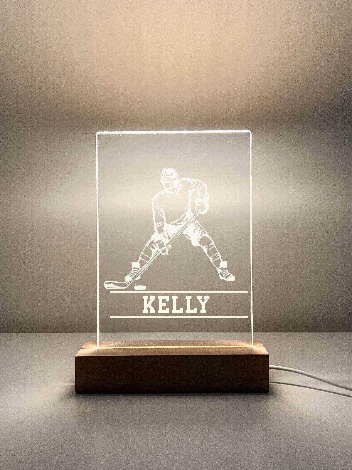 Personalized LED Light Up Desk Lamp Stand Hockey Athlete NHL