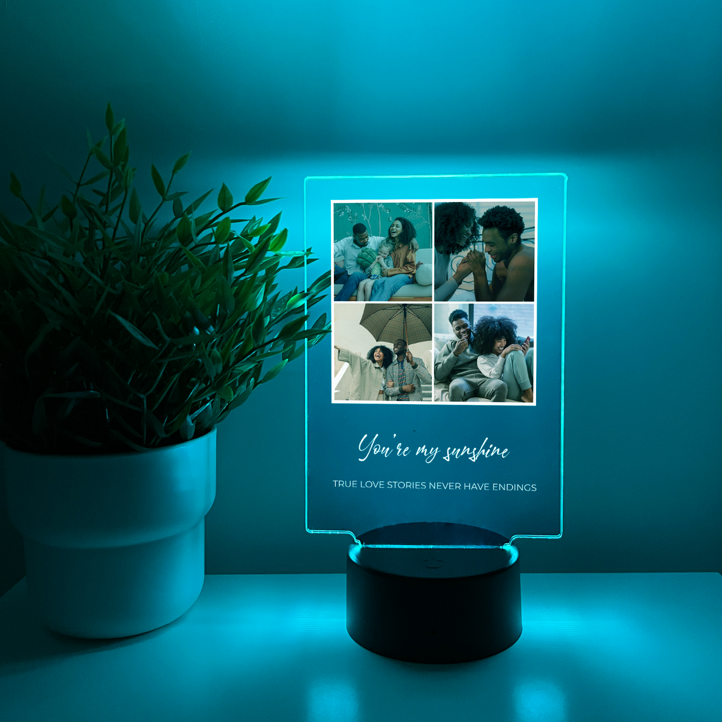 Personalized 4 Picture Collage LED Night Light Up -Best Friends, Valentine Gift