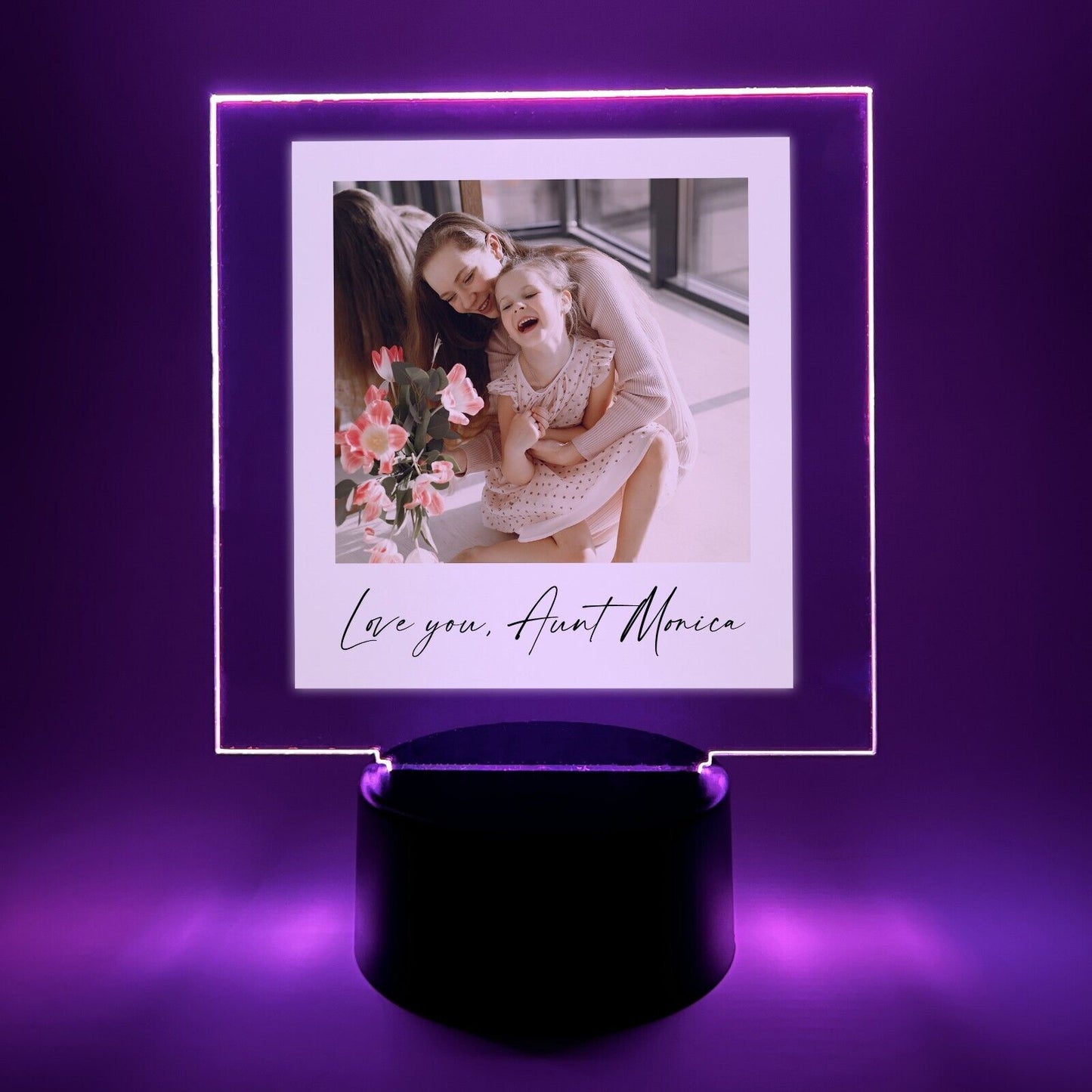 Personalized LED 16 Colors Light Up Love You Grandma Auntie Mom Home Desk Stand