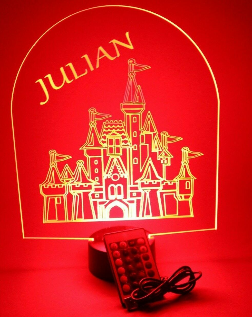 Fancy Princess Queen Castle Fortress Tower Royalty Fairy Night Light Up Lamp LED Personalized Any Name Custom Desk Table Lamp Free Engraving