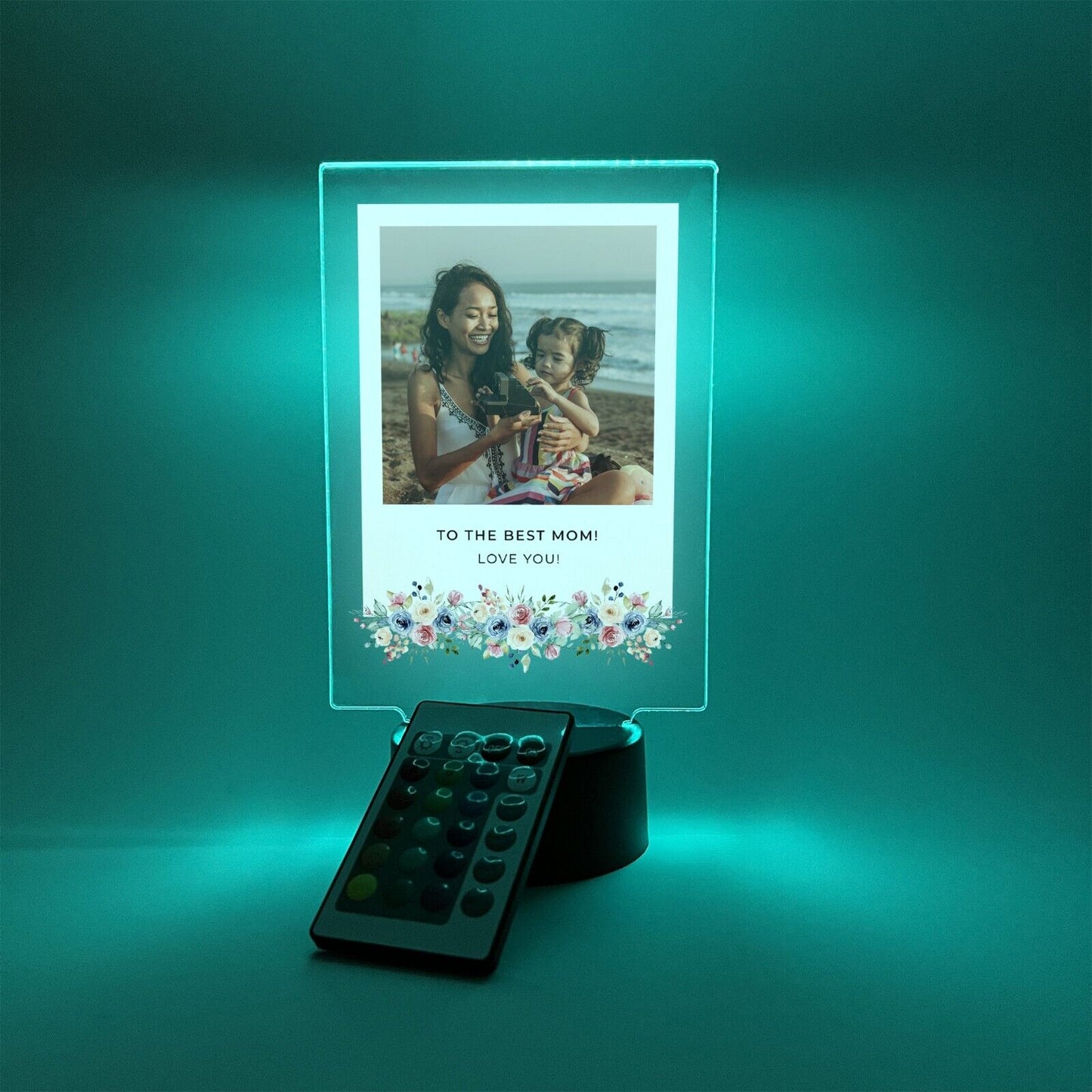Personalized Family Flowers For Mom Photo Picture LED Light Up Lamp Stand