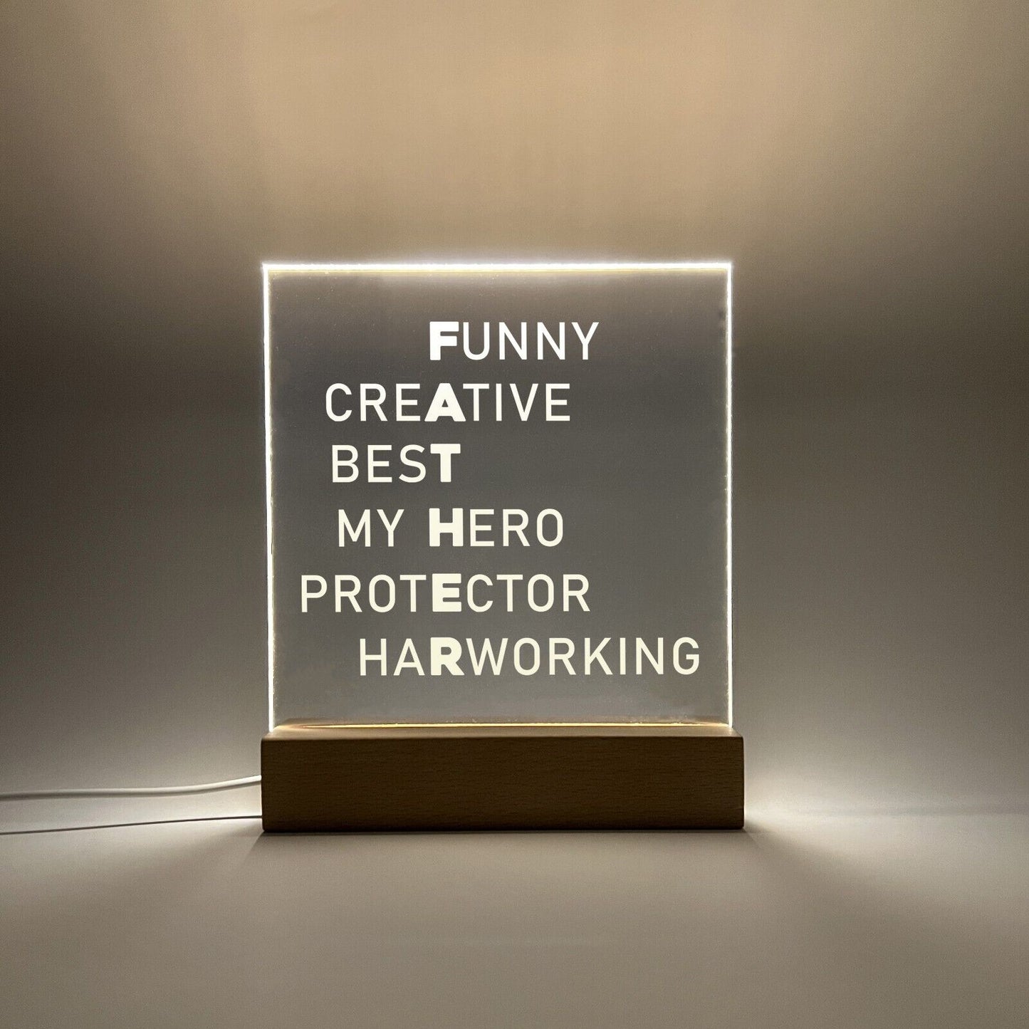 Personalized LED Light Up Wood Stand Best Dad Daddy Fathers Day Poem Gift