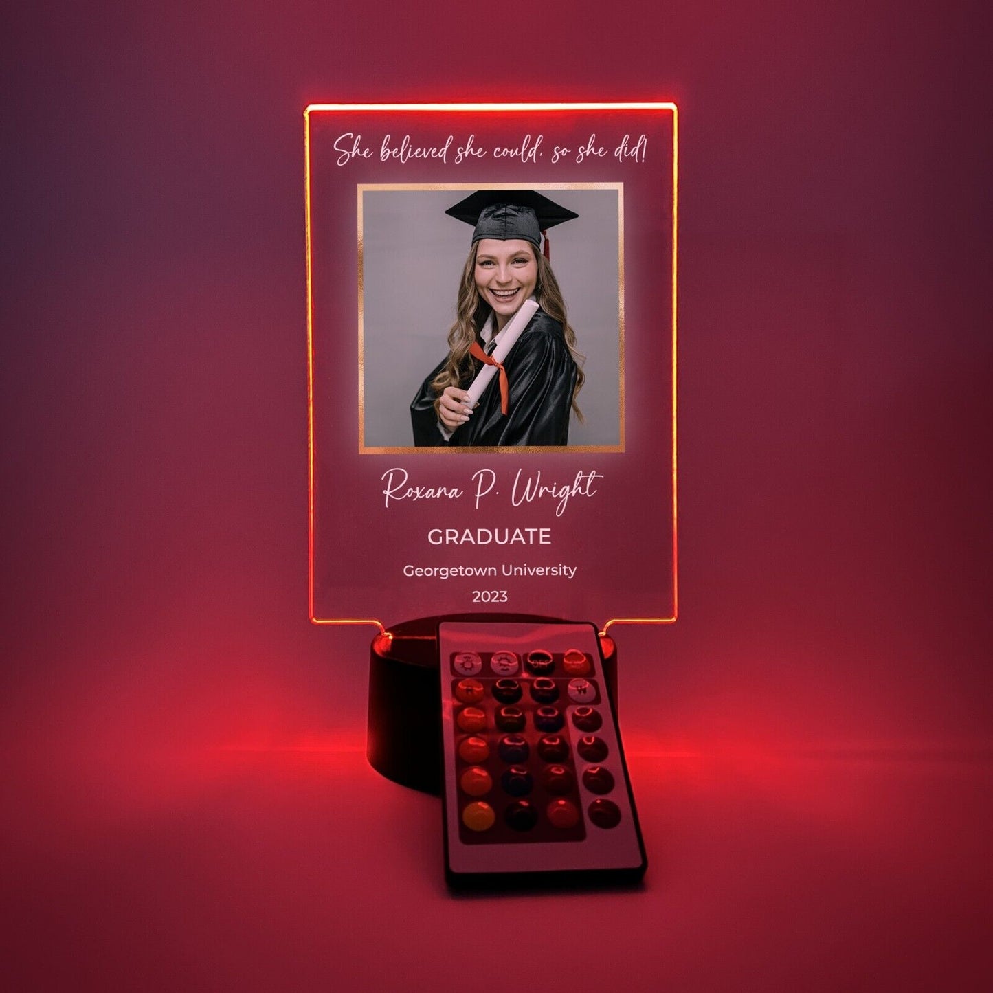 Custom Photo Graduation LED Light Up Lamp High School College Graduate Gift