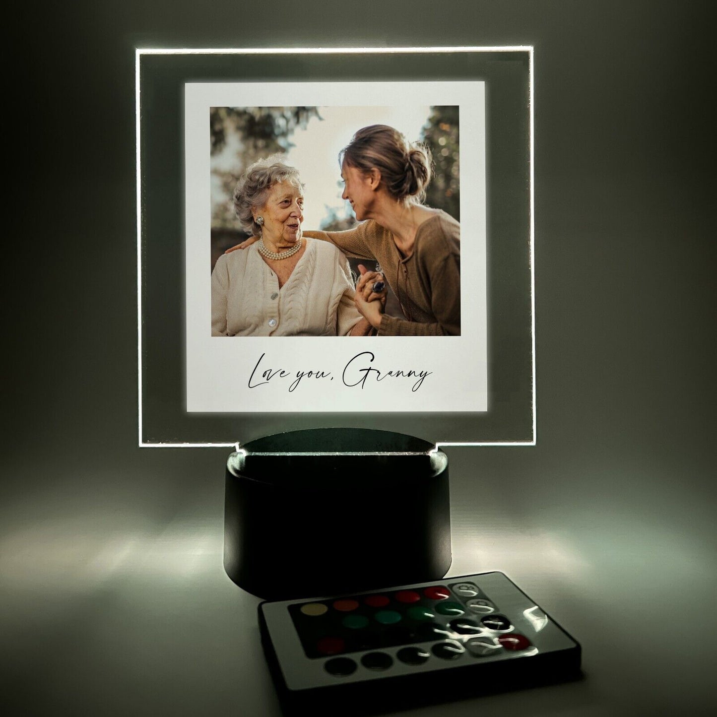 Personalized LED 16 Colors Light Up Love You Grandma Auntie Mom Home Desk Stand