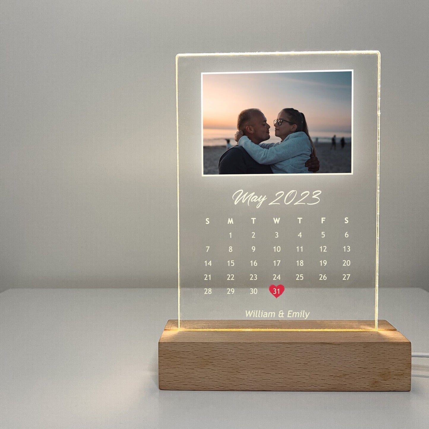 Personalized LED Light Up Calendar Couple Anniversary Wedding Holiday Gift